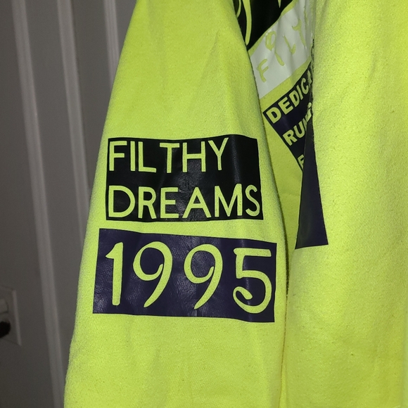 Filthy Dreams Hoodie Pullover Sweater Lime Green With Black & Blue Size 2X - Picture 5 of 8